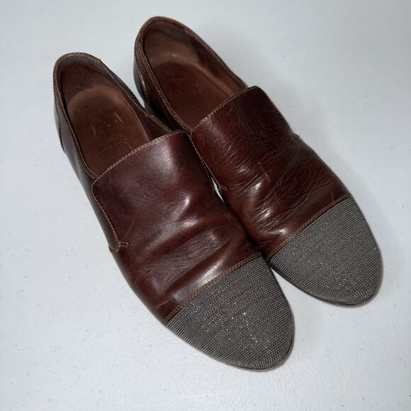 Brunello Cucinelli Women’s Brown Leather Loafer Monili Toe Size 38 - Picture 1 of 9